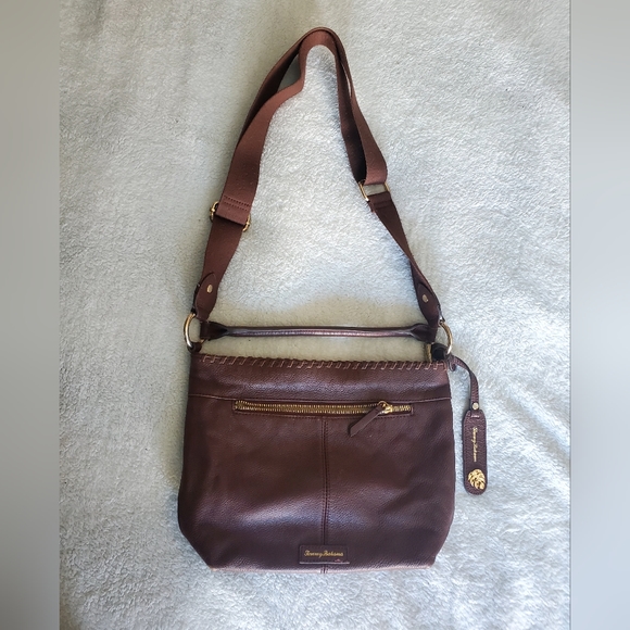 Tommy Bahama Brown Leather Purse Handbag Boho Cowgirl FLAW - Picture 1 of 14